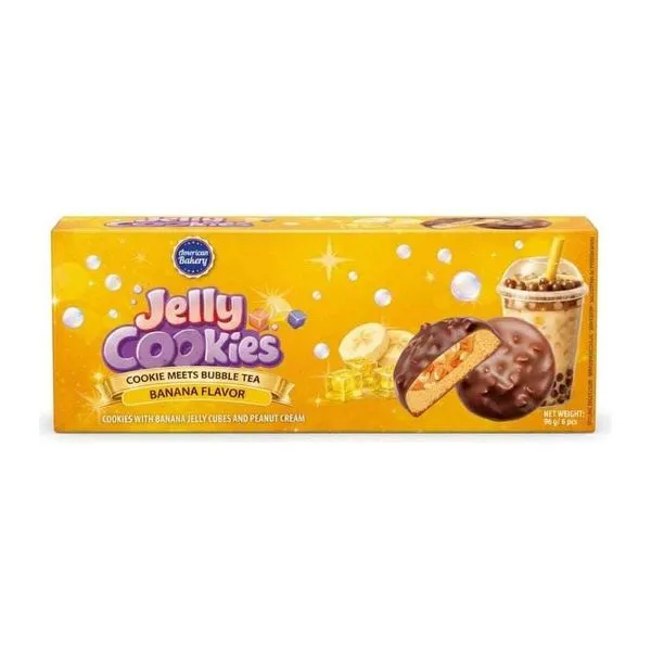 AB Jelly Cookies Banana Flavor banános mogyoróvajas keksz 96 g-os csomagban