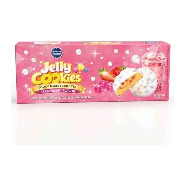 AB Jelly Cookies eperízű mogyoróvajas keksz tejes mázzal 96 g-os csomagban