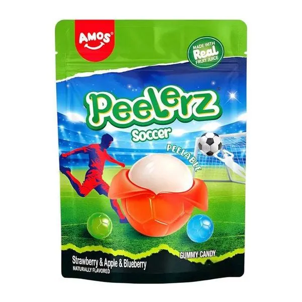 Amos Peelerz Soccer hámozható gumicukor 65 g-os csomagja