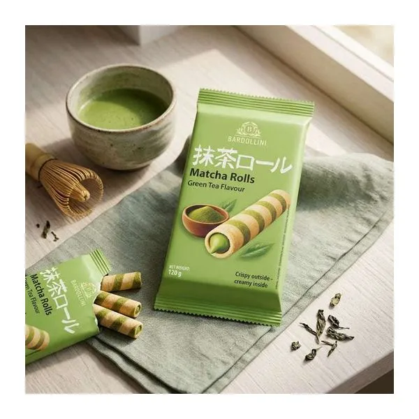 Bardollini Matcha Wafer Rolls matchakrémmel töltött ostyatekercs 120 g-os csomagban
