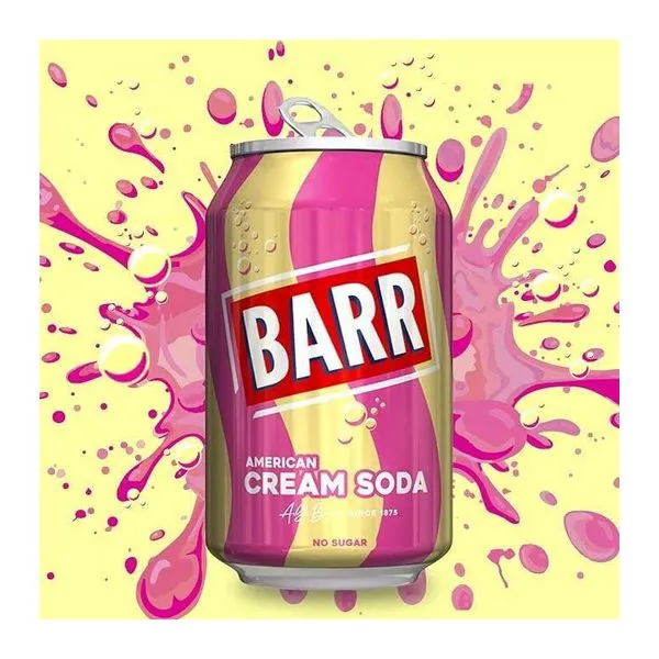 Barr Cream Soda Zero krémszóda ízű szénsavas üdítőital 330 ml-es dobozban