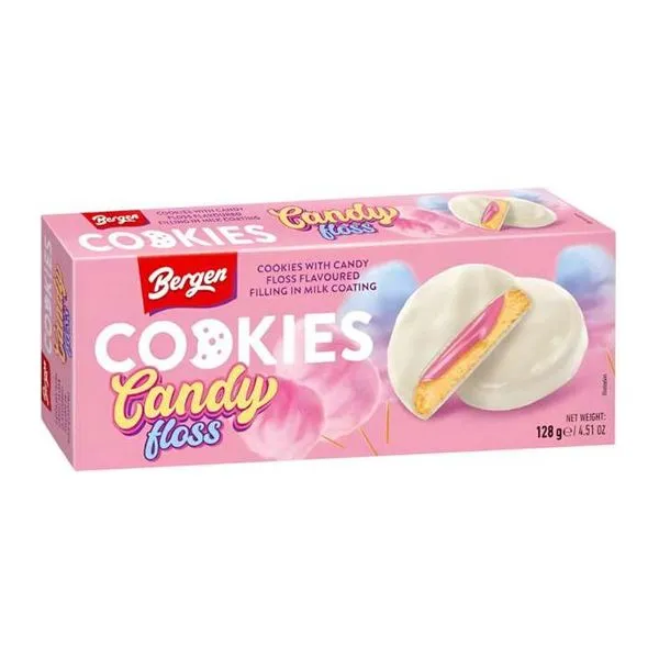 Bergen Cookies Candy Floss vattacukor ízű sütemény 128 g-os csomagban