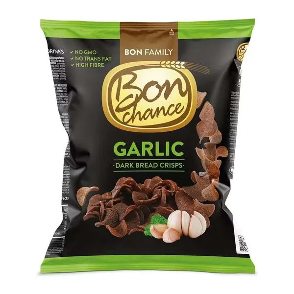 Bon Chance BreadCrisps Dark Bread Garlic fokhagymás fekete kenyérchips 120 g