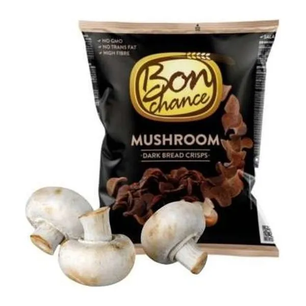 Bon Chance BreadCrisps Dark Bread with Mushrooms gombás fekete kenyérchips 120 g