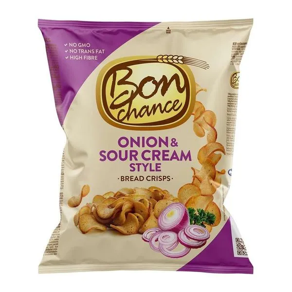 Bon Chance BreadCrisps Onion and Sour Cream hagymás-tejfölös kenyérchips 120 g-os zacskóban