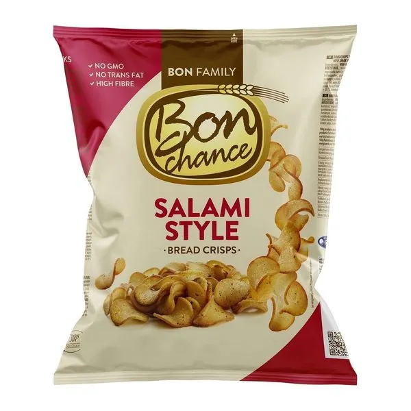 Bon Chance BreadCrisps Salami Style szalámi ízű kenyérchips 120 g-os zacskóban