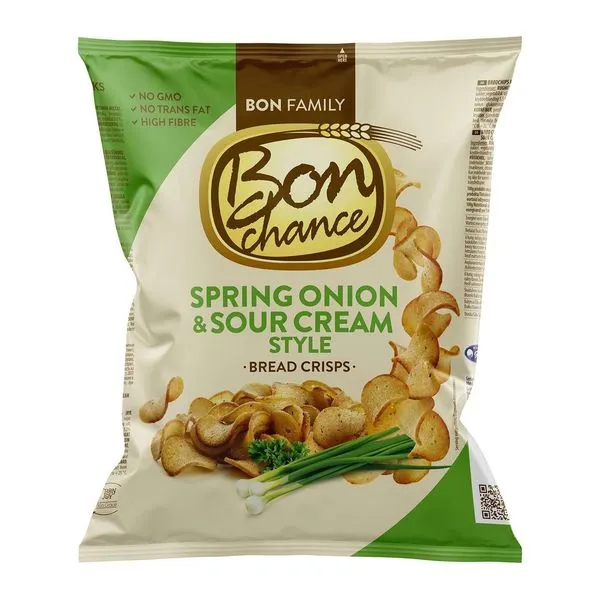Bon Chance BreadCrisps Spring Onion and Sour Cream újhagymás-tejfölös kenyérchips 120 g