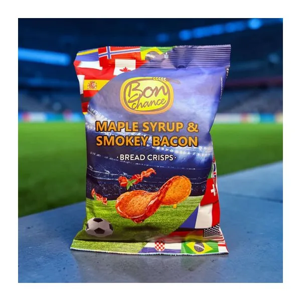 Bon Chance Maple Syrup and Smoky Bacon juharszirup-bacon ízű kenyérchips 120 g-os zacskóban