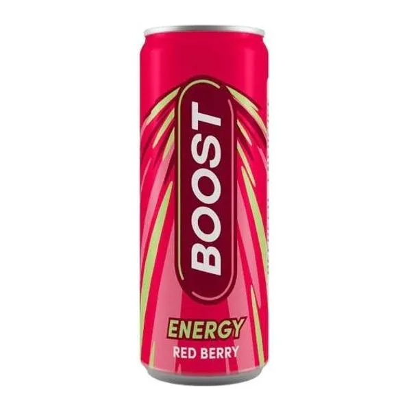 Boost Red Berry Energy piros bogyós energiaital 250 ml-es dobozban