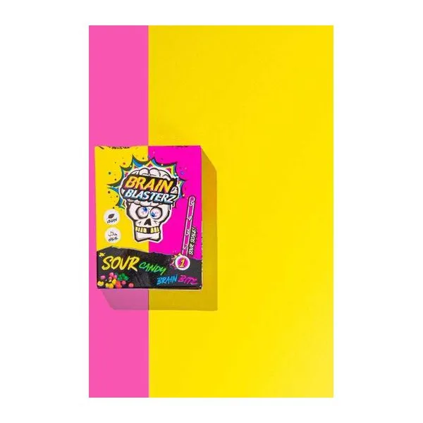 Brain Blasterz Bitz citrom-málna ízű savanyú keménycukorka 45 g-os csomagban