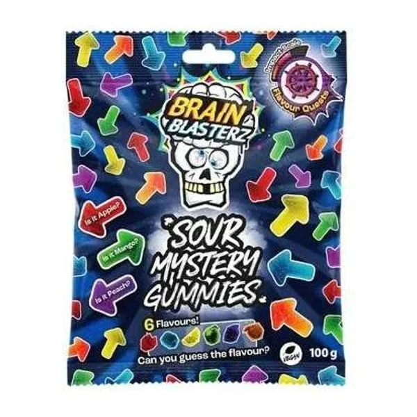 Brain Blasterz Mystery Gummies savanyú rejtélyes gumicukor 100 g-os csomagban