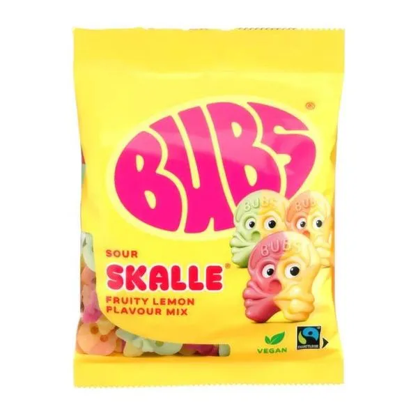 BUBS Sour Skalle koponya alakú savanyú citromos cukorka mix 90 g-os zacskóban