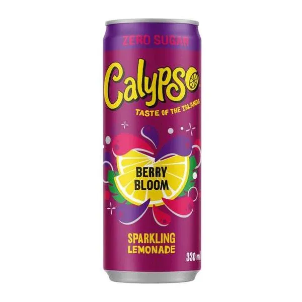 Calypso Berry Bloom Zero Sugar bogyós gyümölcs ízű cukormentes limonádé 330 ml-es dobozban