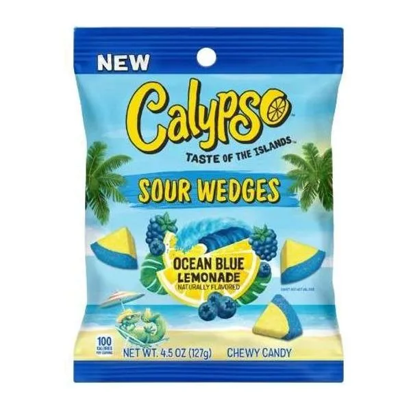 Calypso Ocean Blue Lemonade kék málna ízű savanyú gumicukor 99 g-os csomagban