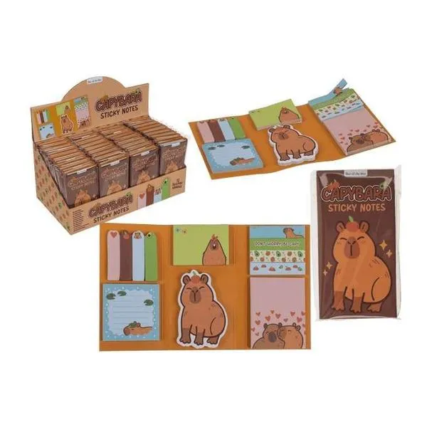 Capybara mintás öntapadós jegyzettömb készlet, 6 különböző méretben