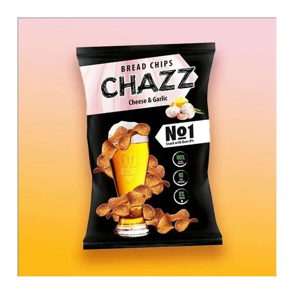 Chazz Bread Chips sajt és fokhagyma ízű kenyérchips 100 g-os zacskóban