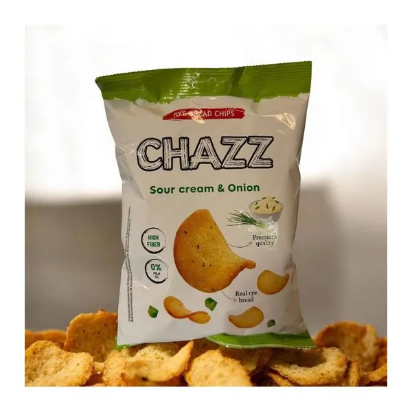 Chazz Bread Chips Sour Cream and Onion hagymás-tejfölös kenyérchips 100 g-os zacskóban