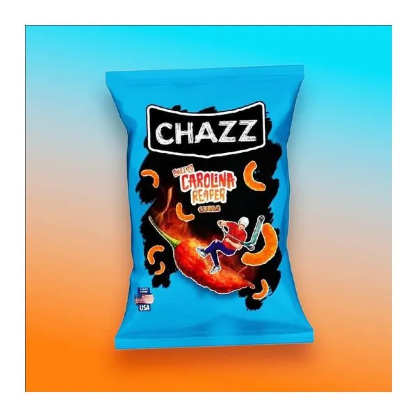 Chazz Crispy Corn Curls Cheezy Carolina Reaper csípős kukoricachips 100 g-os zacskóban