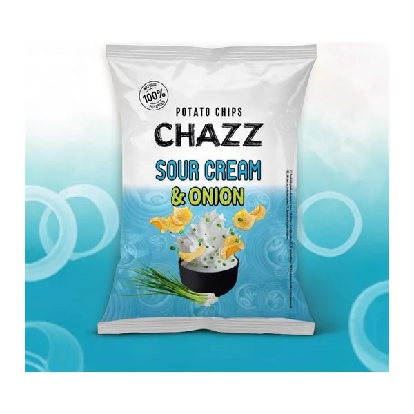 Chazz Sour Cream and Onion hagymás-tejfölös burgonyachips 130 g-os zacskóban