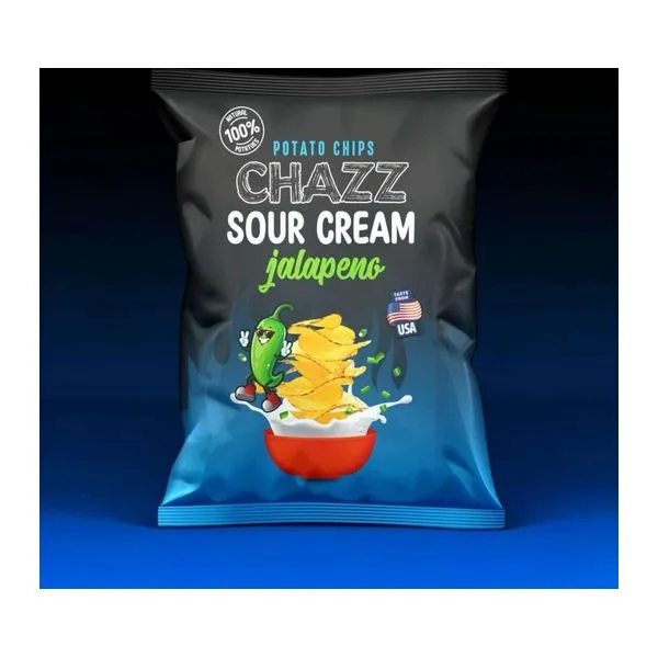 Chazz Sour Cream & Jalapeno tejföl-jalapeno ízű burgonyachips 130 g-os csomagja