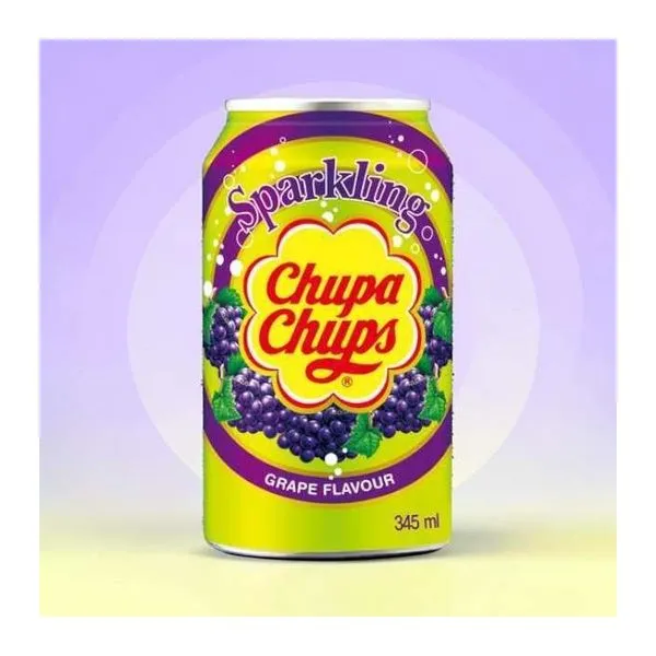 Chupa Chups Grape szőlő ízű szénsavas üdítő 345 ml-es dobozban