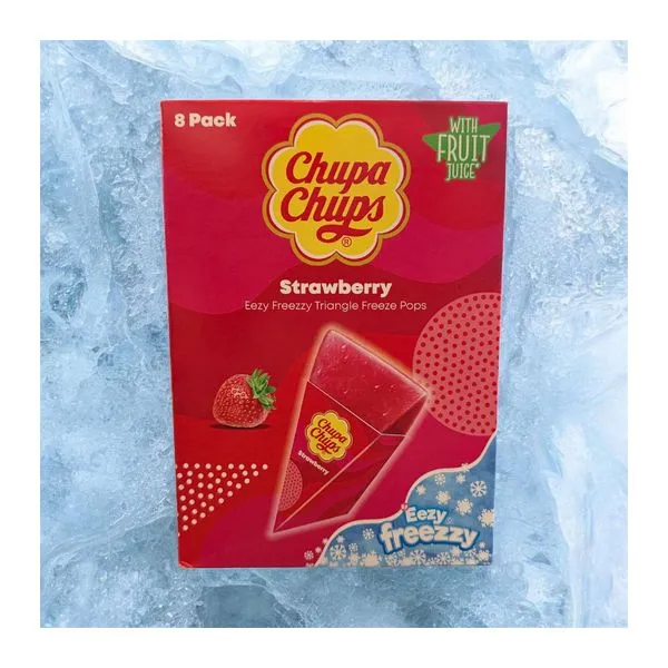 Chupa Chups Strawberry Triangle Freeze Pop eper ízű jégnyalóka 8 darabos csomagja