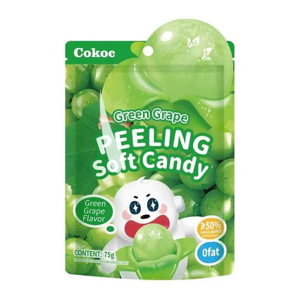 COKOC Peelable Gummies Green Grape szőlő ízű hámozható gumicukor 75 g-os csomagban