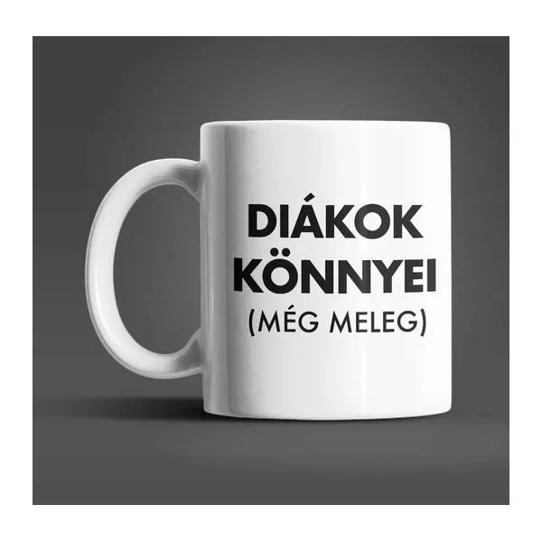 Diákok Könnyei feliratú fehér kerámia bögre