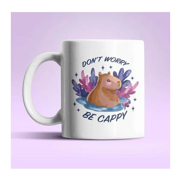 Don't worry Be cappy feliratú capybarás fehér bögre