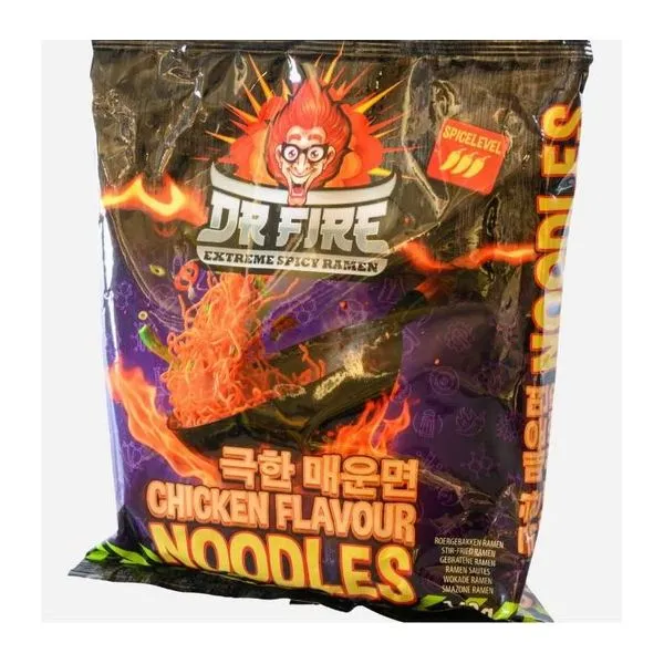 Dr Fire Noodles extreme spicy csípős csirkés ramen tészta 142 g-os csomagban