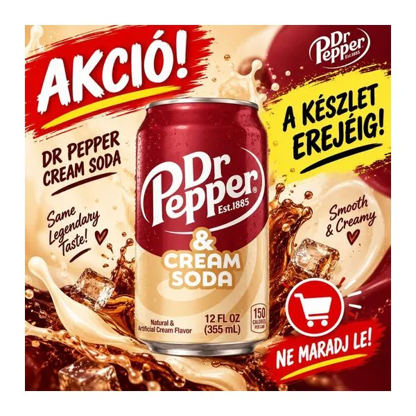 Dr Pepper Cream Soda krémszóda ízű szénsavas üdítő 355 ml-es dobozban