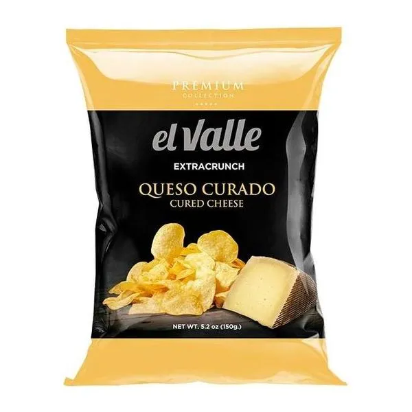 El Valle Xtra Crunch Queso Curado érlelt sajtos burgonyachips 150 g-os zacskója