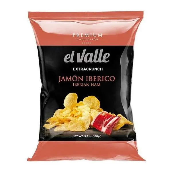 El Valle Xtra Crunch Iberian Ham sonka ízű burgonyachips 150 g-os zacskóban