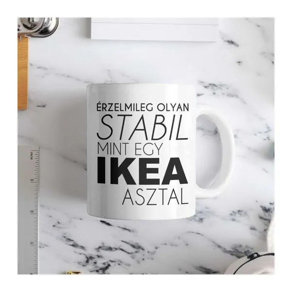 Érzelmileg stabil magyar feliratú fehér kerámia bögre