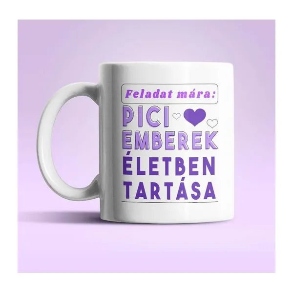 Feladat mára feliratú kerámia bögre