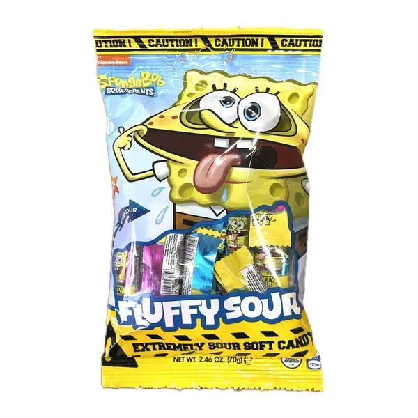 Fluffy Sour Spongyabob extrém savanyú puha cukorka 70 g-os csomagban