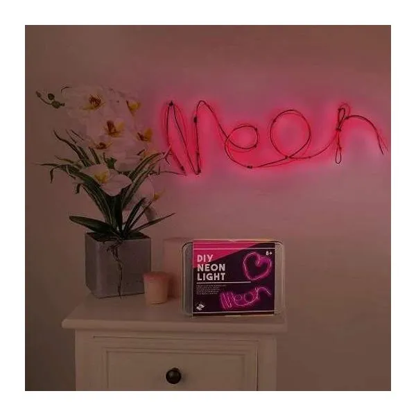 Formázható rózsaszín neon flexi világítás szett drótokkal