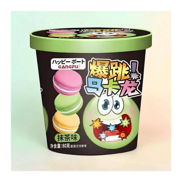 Gangfu Matcha Popping Candy matcha ízű macaron 80 g-os csomagja