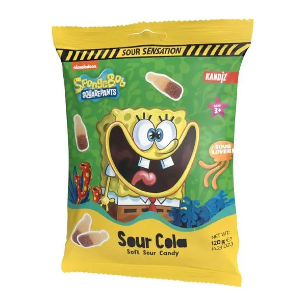 Gummiz Sour Cola Spongyabob savanyú kólás gumicukor 120 g-os csomagban