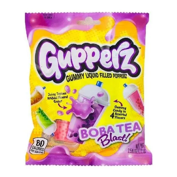 Gupperz Boba Tea Blast töltött gumicukor 72 g-os csomagban