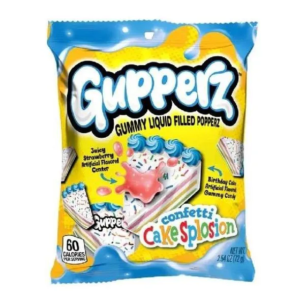 Gupperz Confetti Cakesplosion töltött gumicukor 72 g-os csomagban
