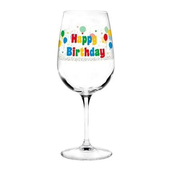 Happy Birthday feliratú üveg borospohár 500 ml-es űrtartalommal