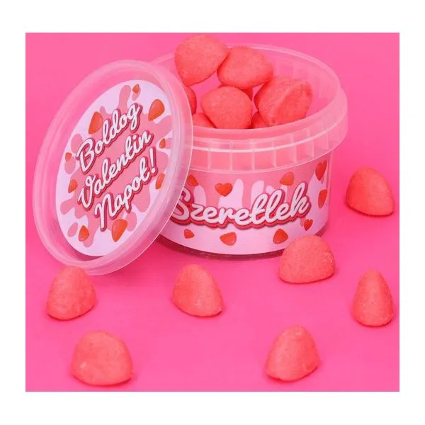 Haribo Primavera Valentin napi epres habcukor műanyag tégelyben, 120 g