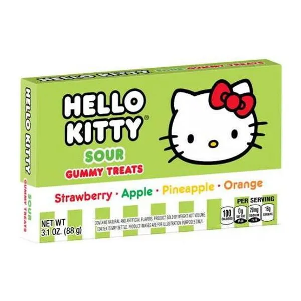 Hello Kitty Gummy Treats Sour savanyú gyümölcsös gumicukor 88 g-os kiszerelésben
