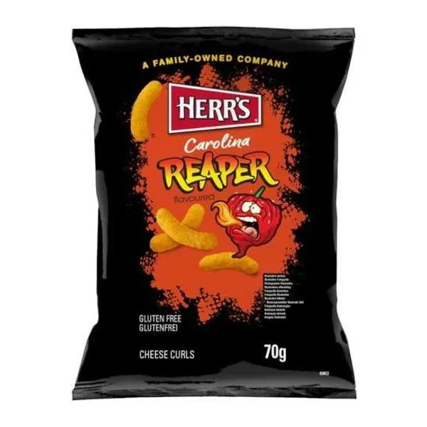 Herr's Carolina Reaper Cheese Curls extrém csípős sajtos chips 70 g-os zacskóban