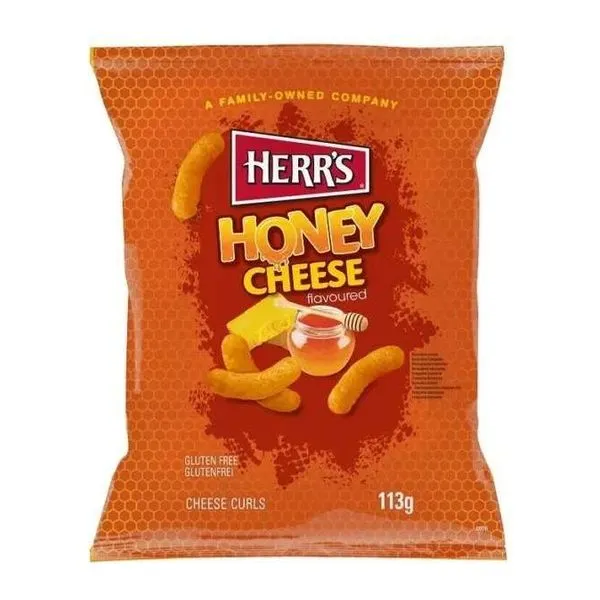 Herrs Honey Cheese Curls mézes sajtos snack 113 g-os zacskóban