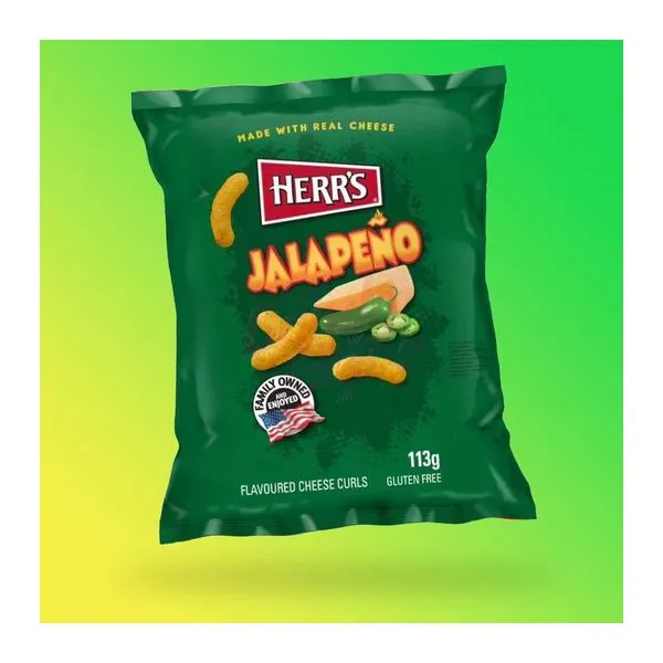 Herr's Jalapeno & Cheddar sajtos kukoricachips 113 g-os zacskóban