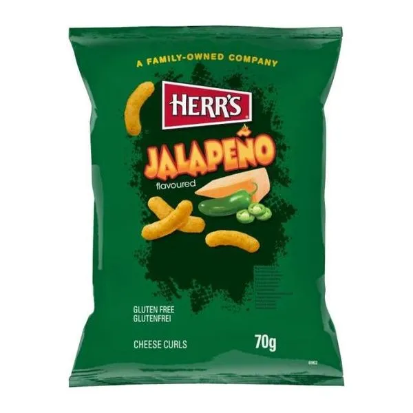 Herr's Jalapeno Cheese Curls sajtos-jalapenos kukoricachips 70 g-os zacskóban