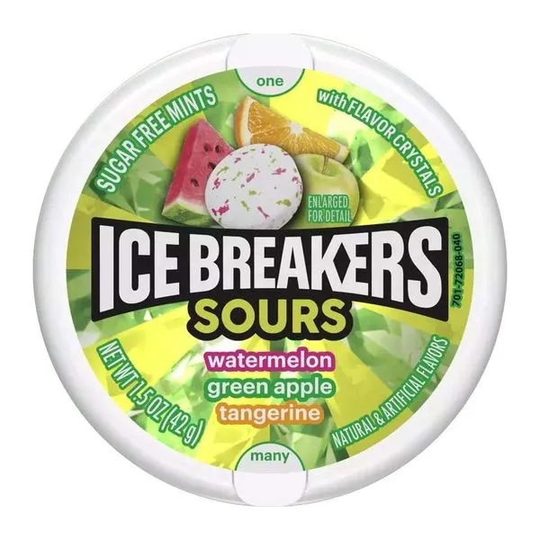 Hershey's Ice Breakers Sugar Free Sours Mints savanyú mentolos cukorka 42 g