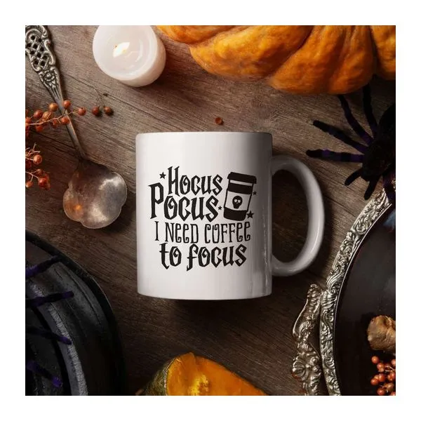 Hocus Pocus Focus feliratú fehér kerámia bögre